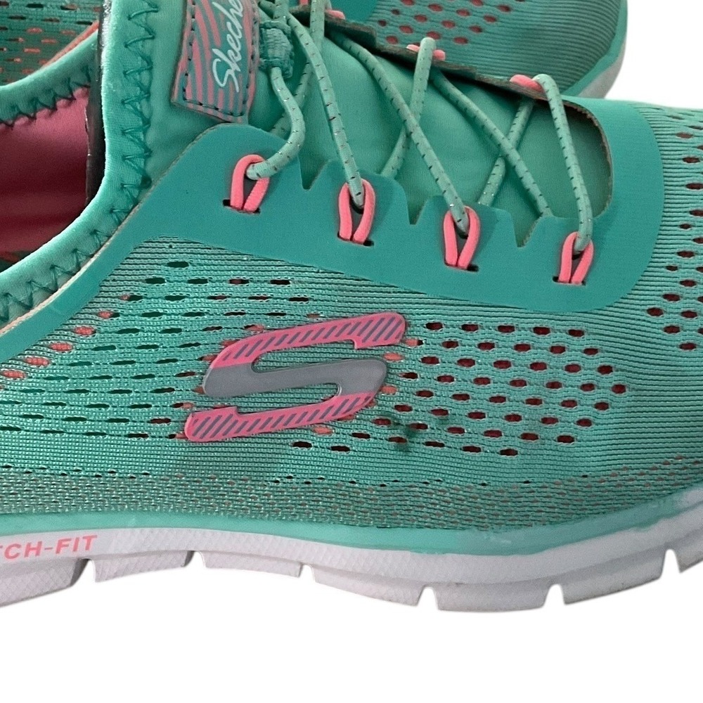 Skechers Air Cooled Memory Foam Teal Pink Athletic Sneakers Shoes Women US 8.5 - Picture 8 of 13